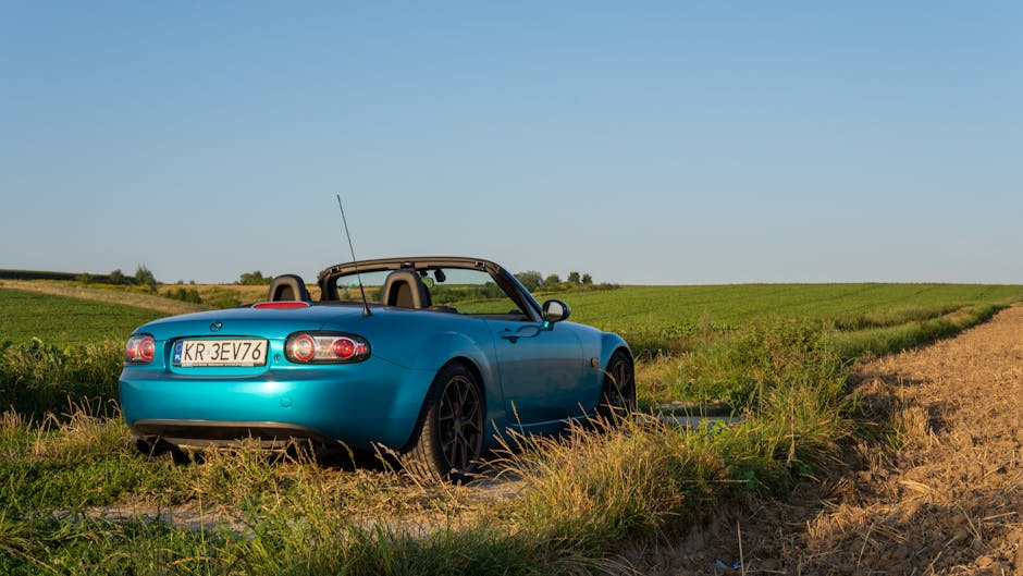 Blue convertible car for auto financing